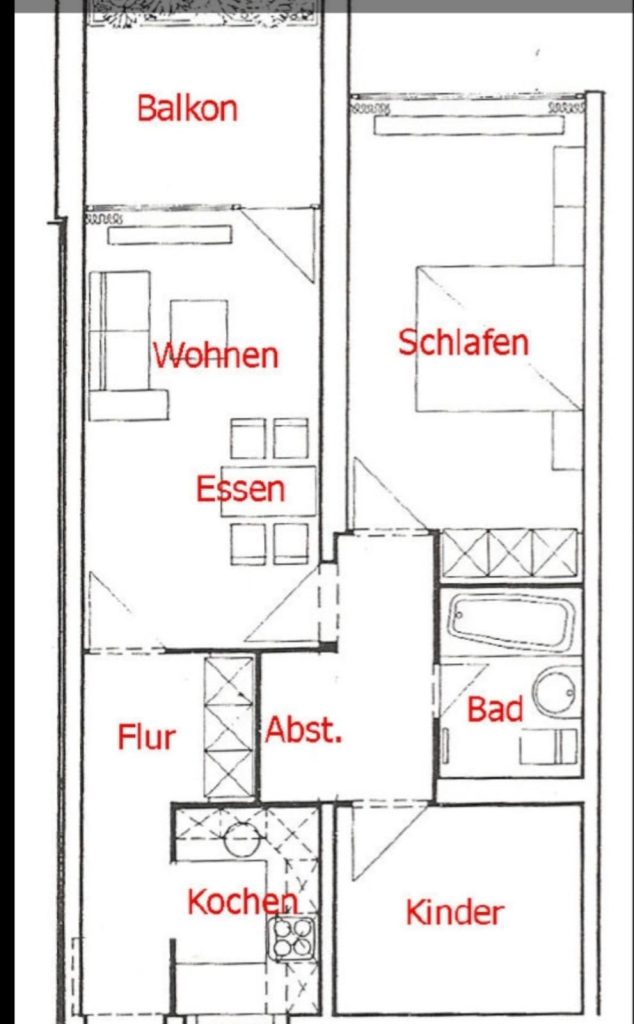 Grundrissplan in Ferienwohnung an der Ostsee